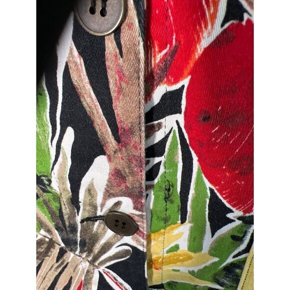 Additions by Chicos Womens Colorful Tropical Wood Button Jacket Size 2 (Size 12) - Picture 5 of 15